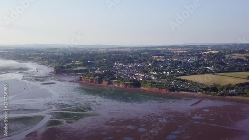 Aerial view of River Exe estuary and the village of Lympstone. Devon, England photo