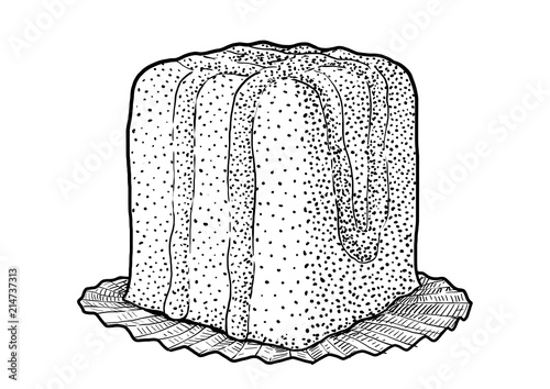 Australian punch cake illustration, drawing, engraving, ink, line art, vector