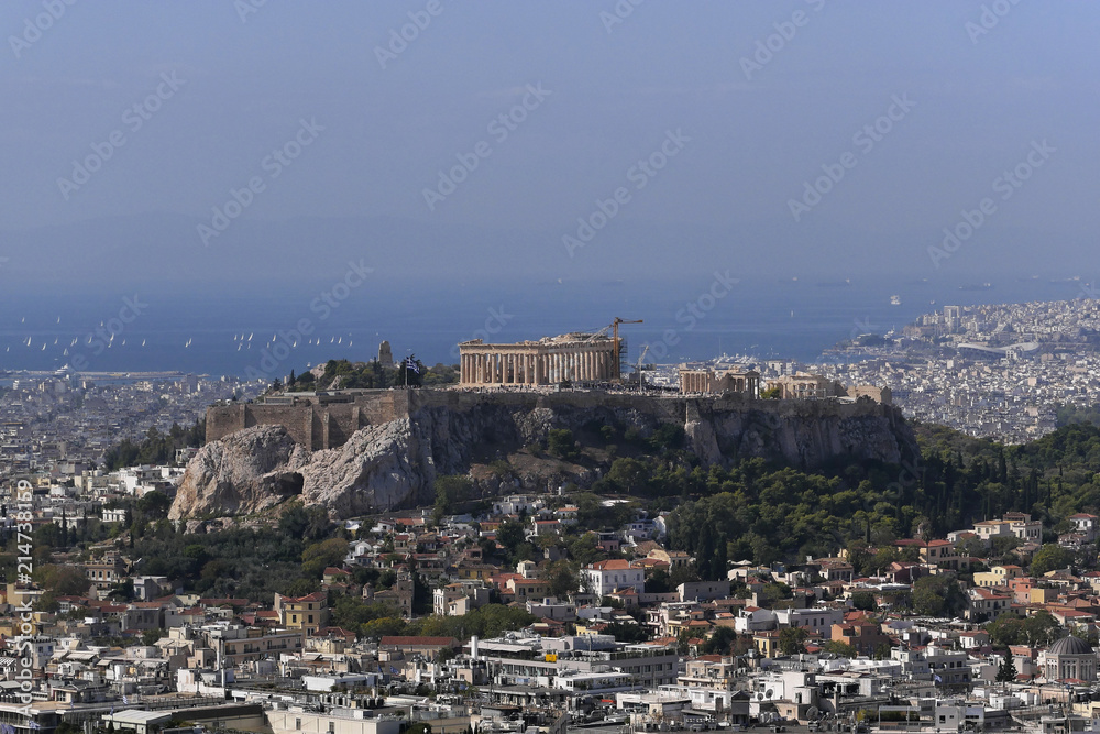 Greece Athens cityscape, Parthenon on Acropolis hill