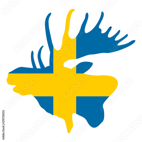  moose head on finland flag background vector