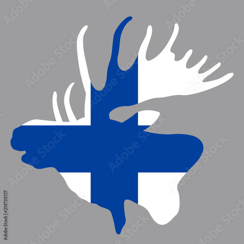  moose head on finland flag background vector