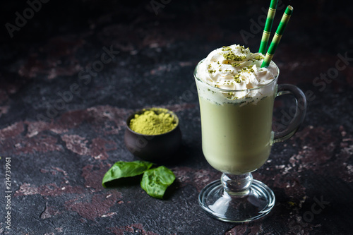 Green tea matcha latte photo