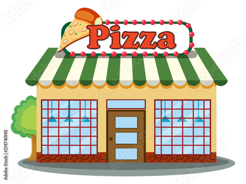 A Pizza Shop on White Background