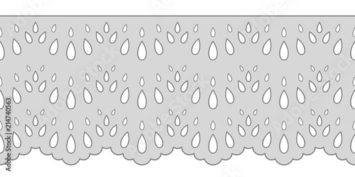 Decorative ornament for border of fabric. Stylized texture of embroidery, imitation satin stitch. Vector pattern for printing on fabric, clothes, hem of dress, cuff, collar.