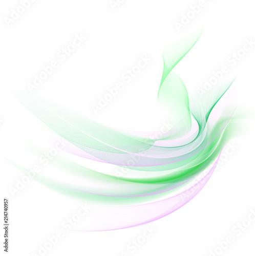 Abstract green violet background, abstract lines twisting into beautiful bends