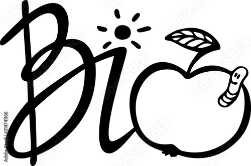 Bio, eco, natural product poster. Healthy, fresh, organic, farm food. Inspirational hand drawn lettering. Vector illustration, isolated on white background, stamp