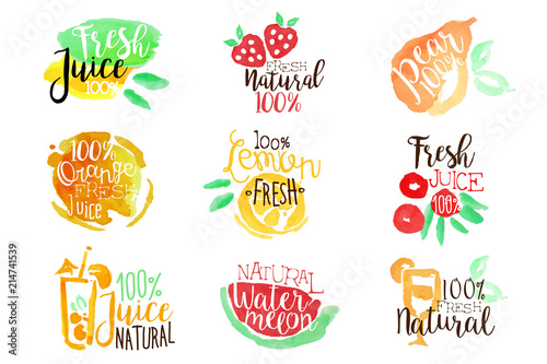 Percent Fresh Juice Promo Signs Colorful Set