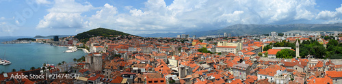 Panorama of Split Old town and Bay lokking towards Varos and Park Marjan.