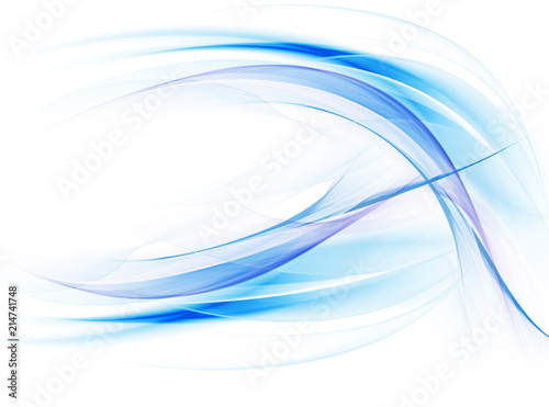 Abstract blue background, abstract lines twisting into beautiful bends