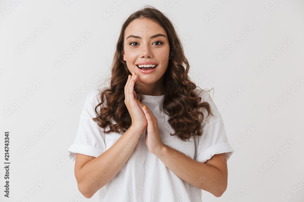 Portrait of a cheerful young casual brunette woman Portrait of a cheerful young casual brunette woman