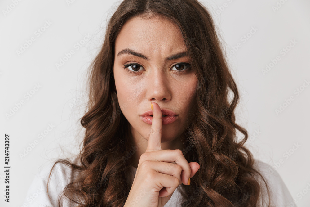 Portrait of a serious young casual brunette woman Portrait of a serious young casual brunette woman