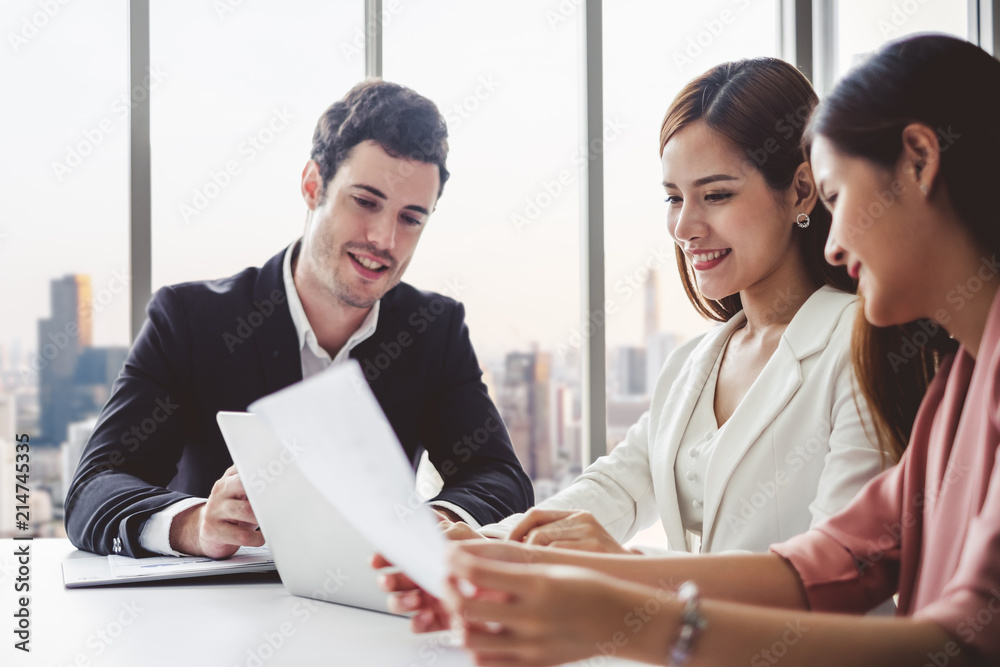 Group of diversity business people making handshake for teamwork and agreement concept, at meeting room in office Group of diversity business people making handshake for teamwork and agreement concept, at meeting room in office