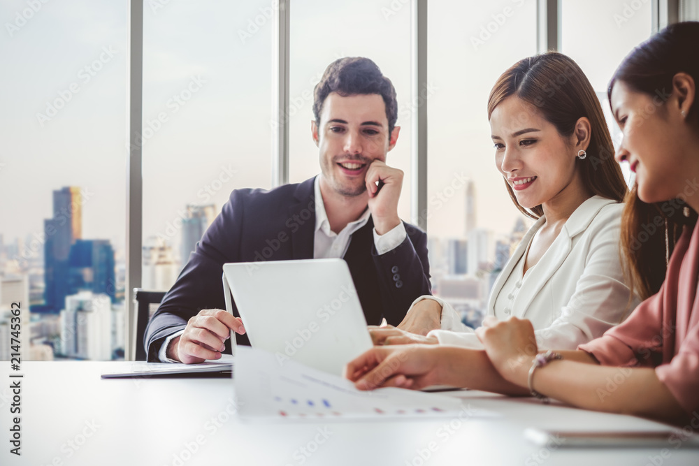 Group of diversity business people making handshake for teamwork and agreement concept, at meeting room in office Group of diversity business people making handshake for teamwork and agreement concept, at meeting room in office
