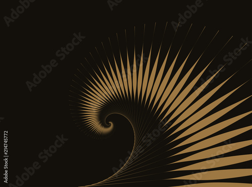 abstract spiral wave background in gold on black