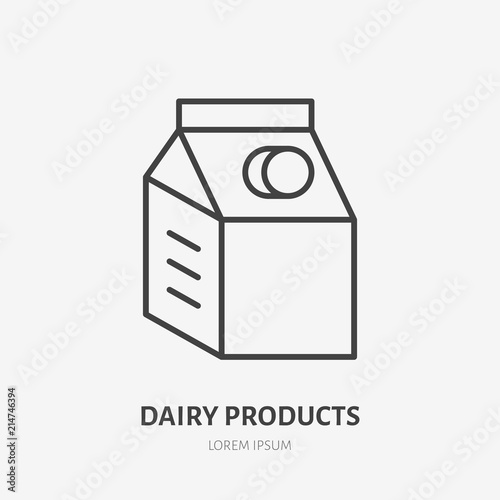 Milk box flat logo, kefir icon. Dairy product vector illustration. Sign for healthy food store.