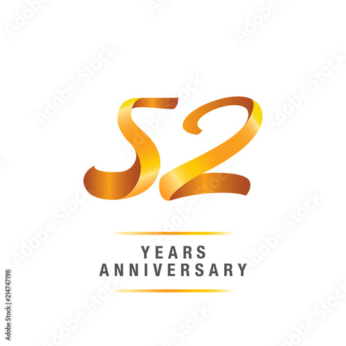 52 years golden anniversary celebration logo   isolated on white background