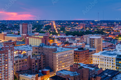 View of downtown Baltimore, Maryland at sunset
