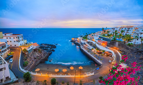 Seascape and Santiago beach at dusk in summertime in Tenerife photo