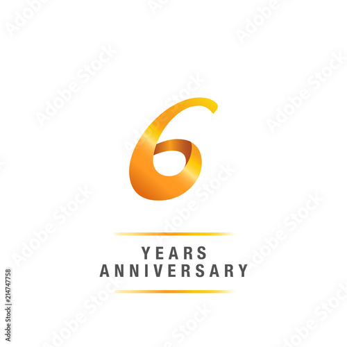 6 years golden anniversary celebration logo , isolated on white background