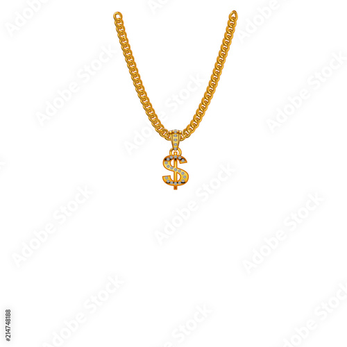 Rapperkette aus Gold mit einem Dollarzeichen als Anhänger