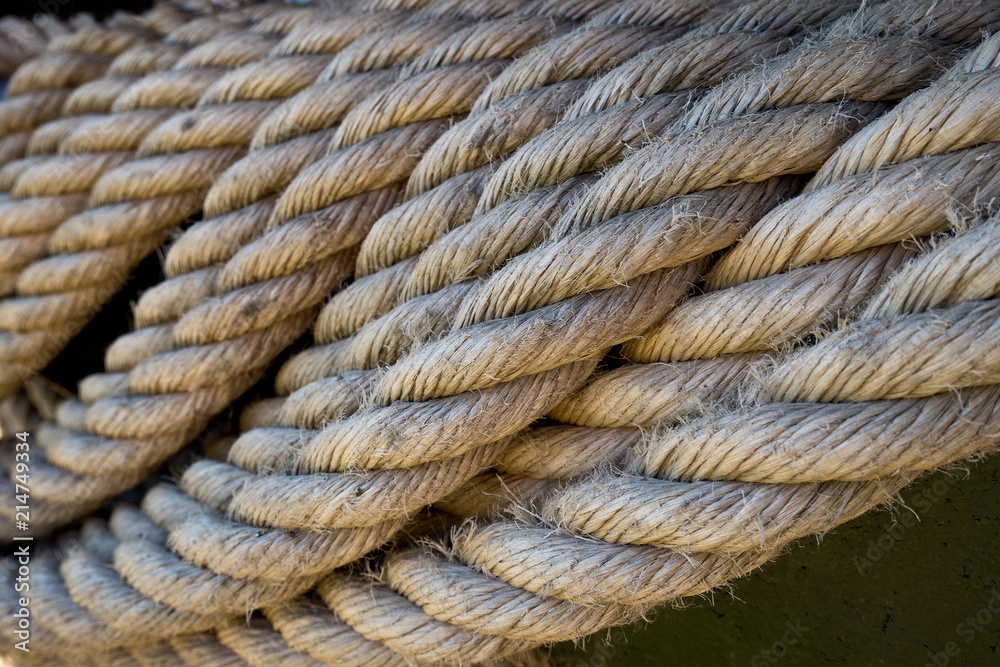 Detail of a old used jute rope Detail of a old used jute rope