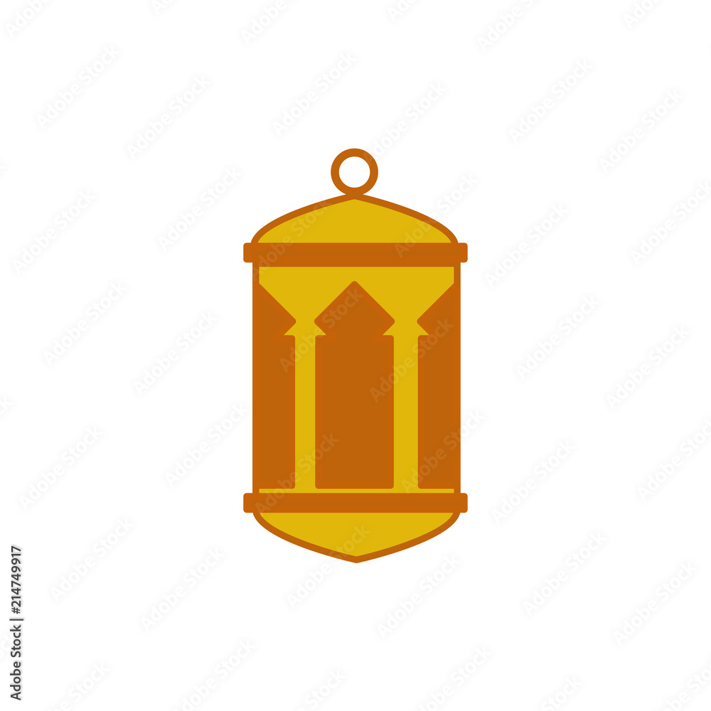 Fototapeta premium House Pillars Round Top Bottom Hanging Lantern Illustration Graphic Design