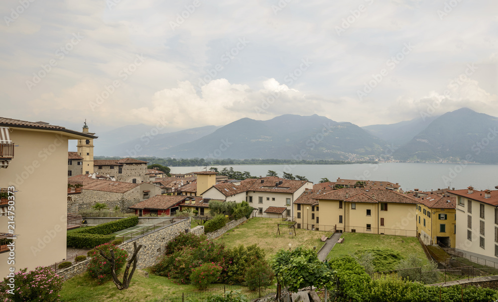 old roofs and lake view, Lovere, Italy