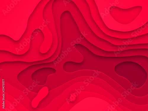 Red Papercut geometric pattern background or liquid purple 3D cutout with red pink color multi layer for web banner or poster design