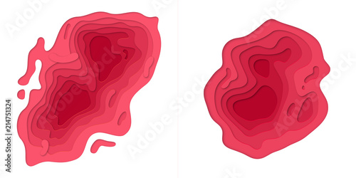 Abstract papercut and red color multi layer gradient pattern on vector white background