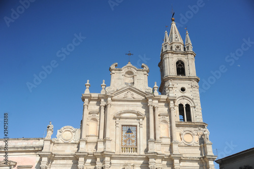 ACIREALE, SICILY, ITALY, JUNE 13, 2018 : Piazza del duomo, july 21, 2018, wonderful example of sicilian baroque architecture  in Acireale, sicily, italy © porpendero