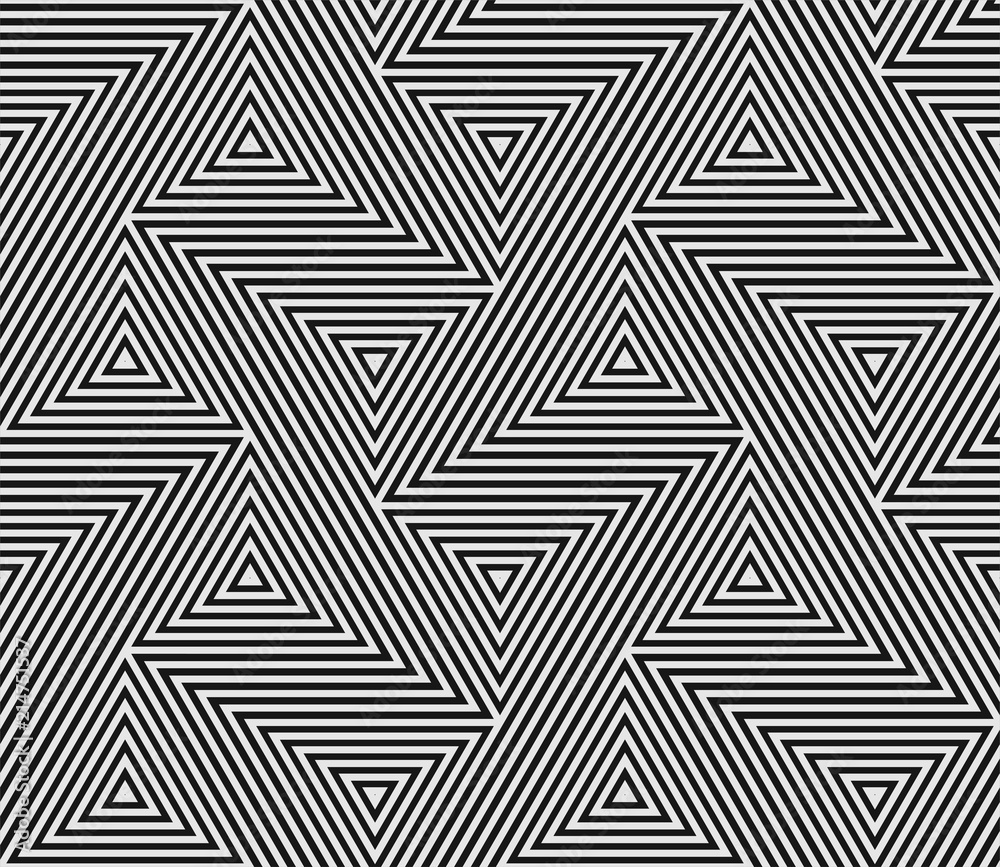 Fototapeta premium Abstrakcjonistyczny geometryczny wzór bezszwowe trójbok mozaiki siatki linie. Modny nowoczesny wzór tła wektor Bauhaus