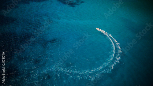 Aerial view of speed boat photo