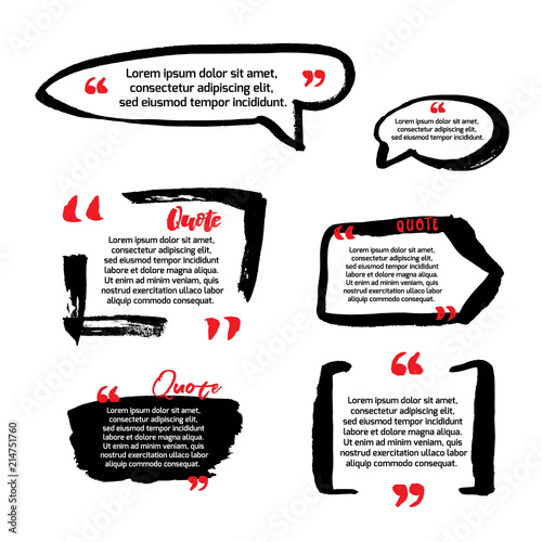 Quote blanks with text bubble with Commas. Vector Set of templates for note, message, comment. Hand Drawn with brush Dialog box.