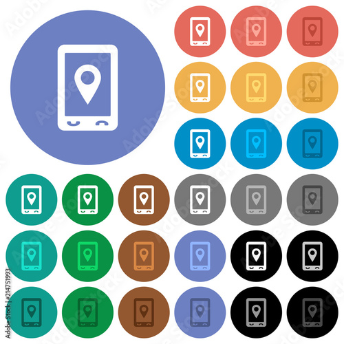 Mobile navigation round flat multi colored icons