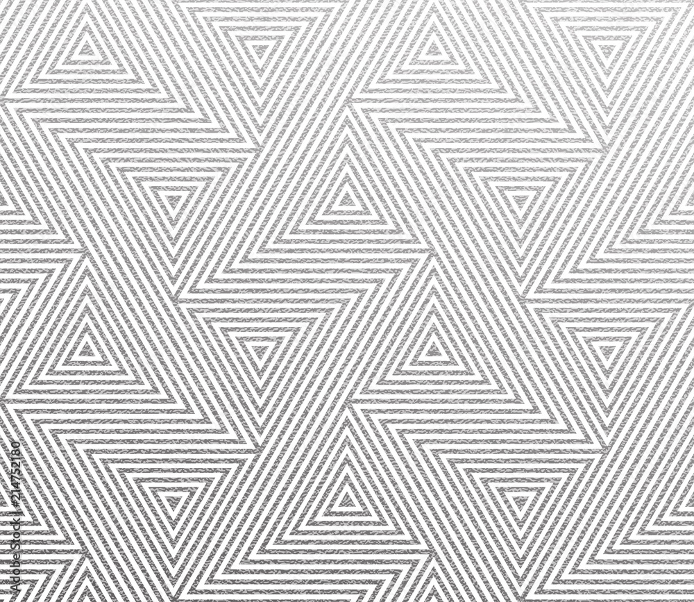 Geometric background with abstract linear cubes and triangles pattern. Vector silver foil texture with linear glittery pattern on white