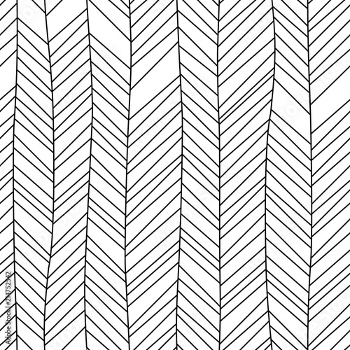 Black and white textured chevron ornament geometric abstract seamless pattern, vector