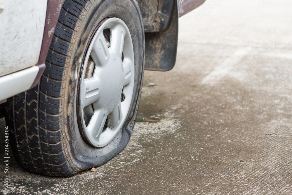 Leaked tire on the road. Leaked tire on the road.