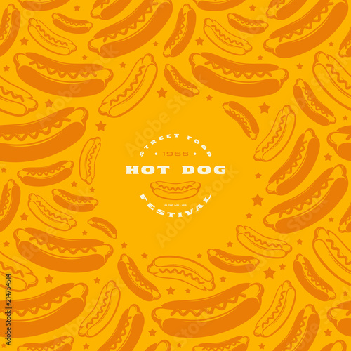 Hot dog label and frame with pattern