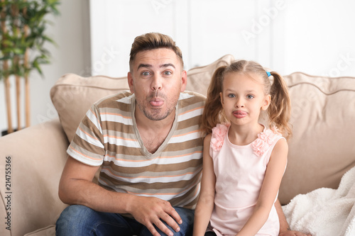 Funny portrait of father an...