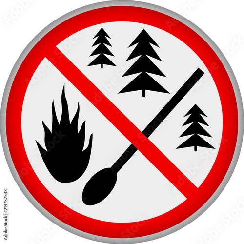 forest fire warning sign,open fire prohibition sign vector illustration