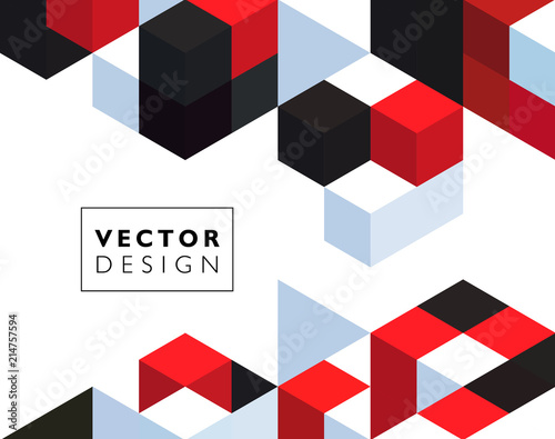 Abstract background with color cubes and grid