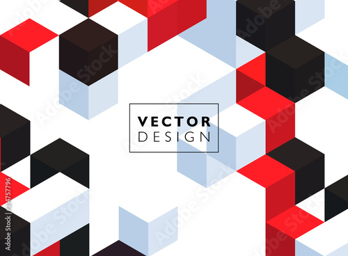 Abstract background with color cubes and grid