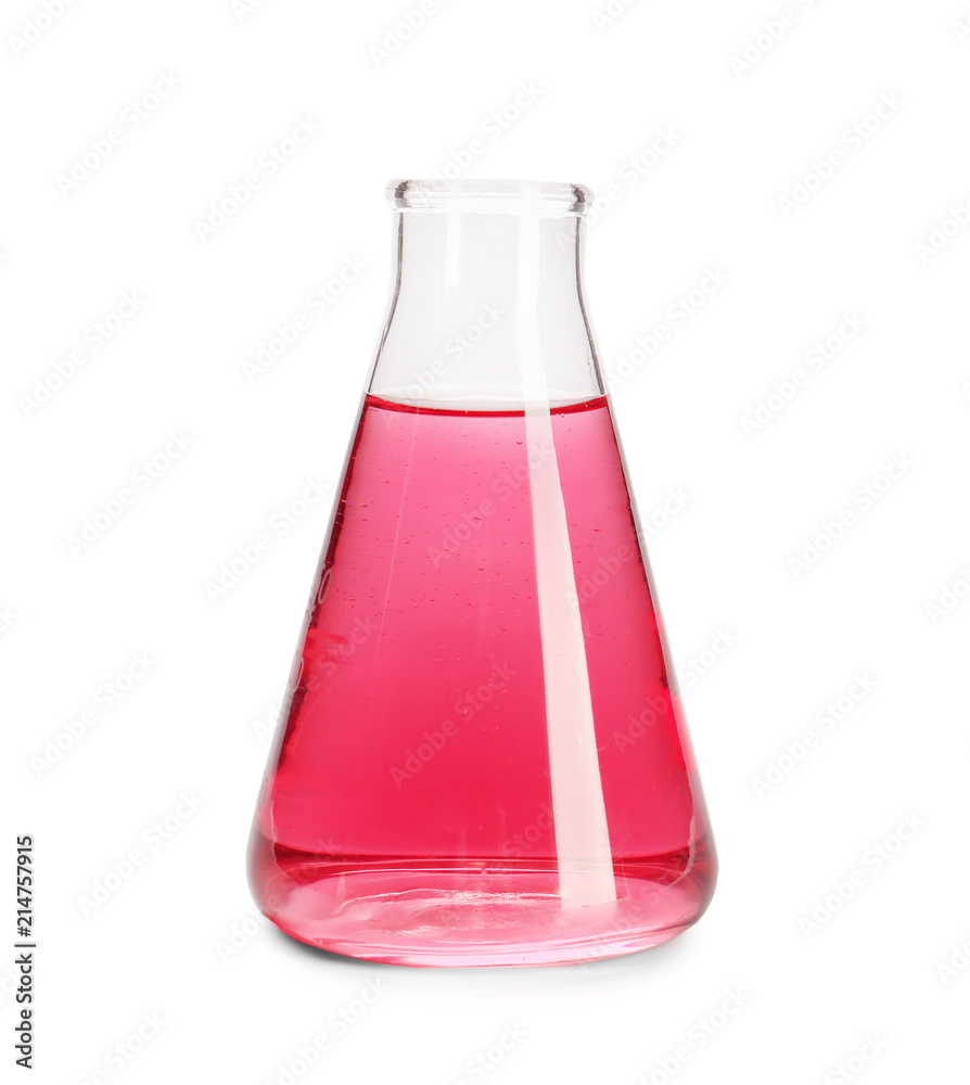Flask with color liquid on white background Flask with color liquid on white background
