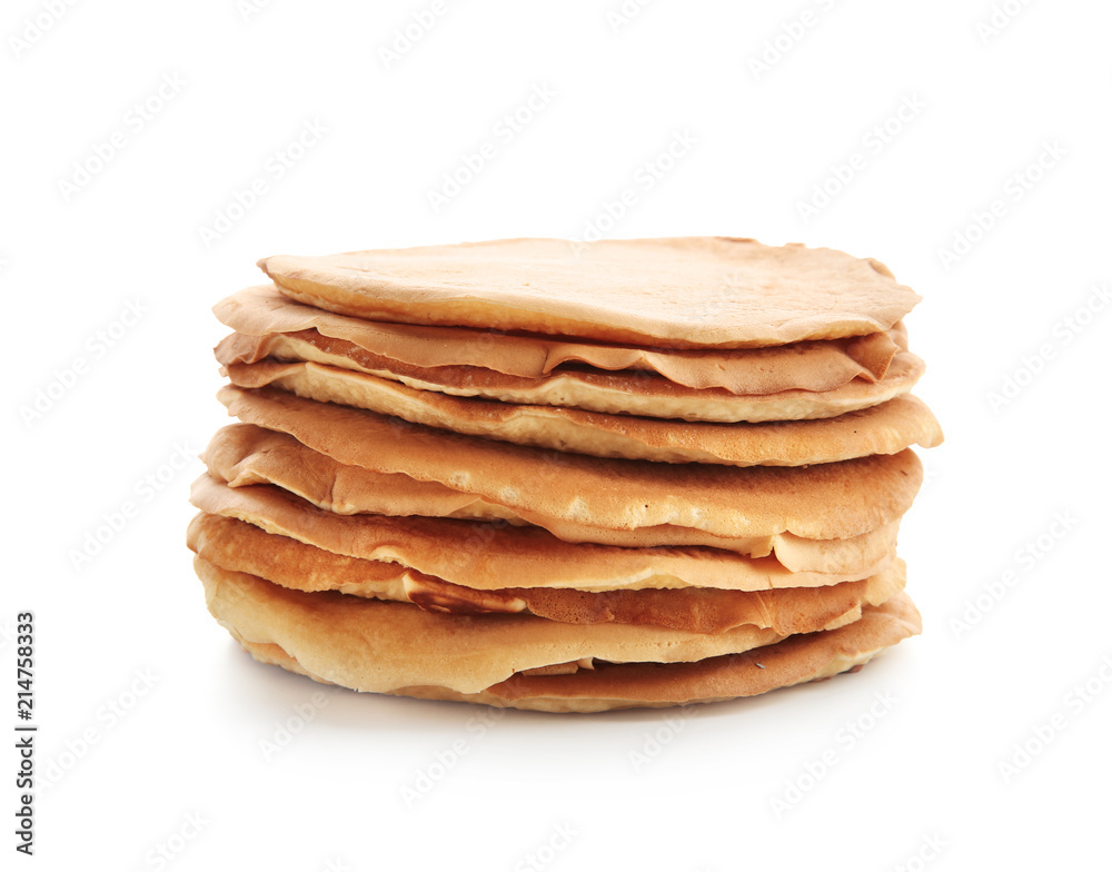Tasty pancakes on white background Tasty pancakes on white background