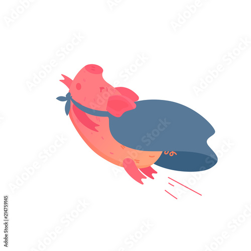 i'm superman. Cute cartoon pig illustration. 
