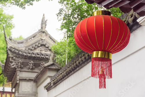Photography Traditional Chinese red lantern on street of Shanghai, China