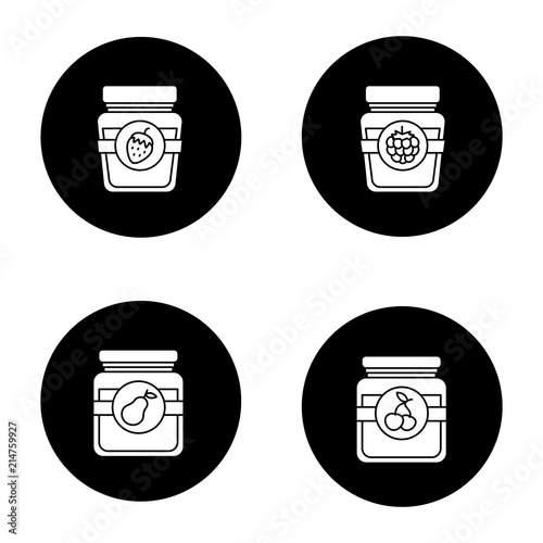 Fruit preserves glyph icons set