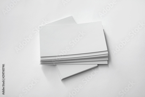 Blank business cards on white background