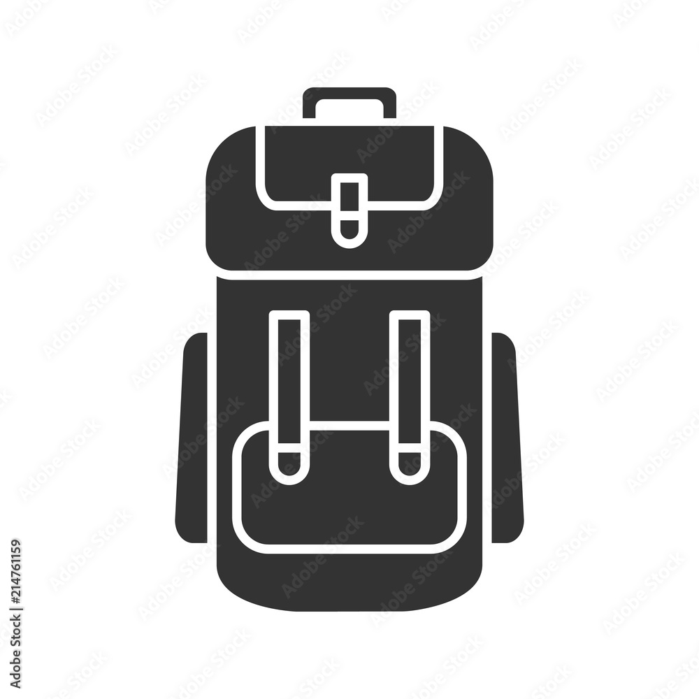 Camping backpack glyph icon Camping backpack glyph icon