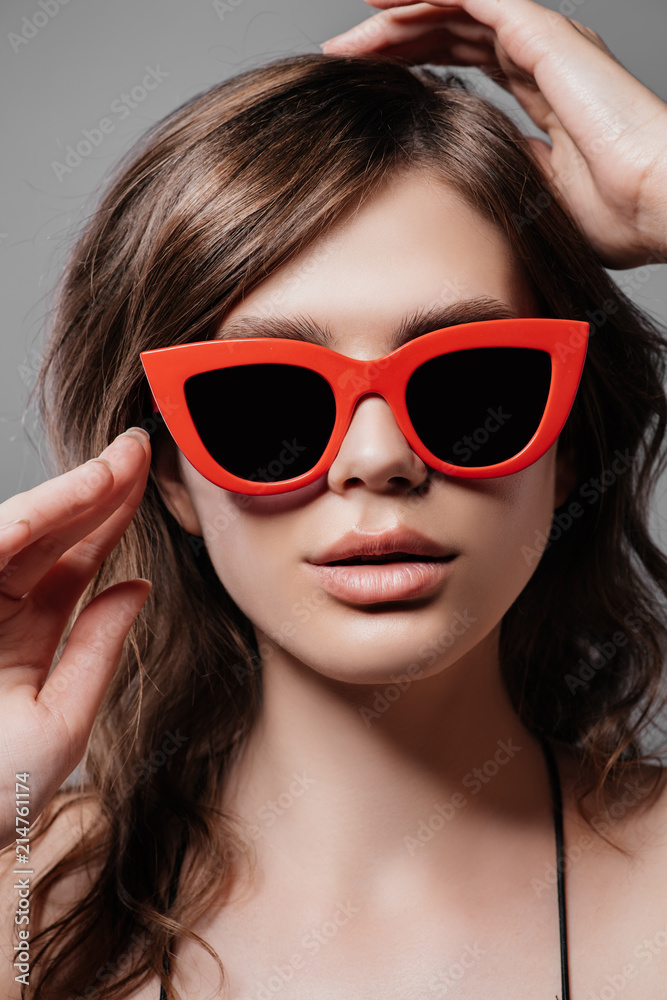 woman in pin-up sunglasses woman in pin-up sunglasses